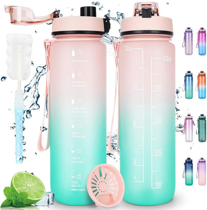 Trinkflasche Sport 1L Auslaufsicher Filter Motivierend 1 Liter für