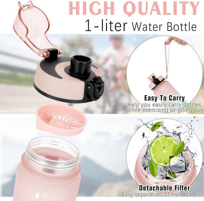 Sport Trinkflasche 1L Auslaufsicher Motivierend BPA-frei mit