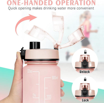 Trinkflasche Sport 1L Auslaufsicher Filter Motivierend 1 Liter für