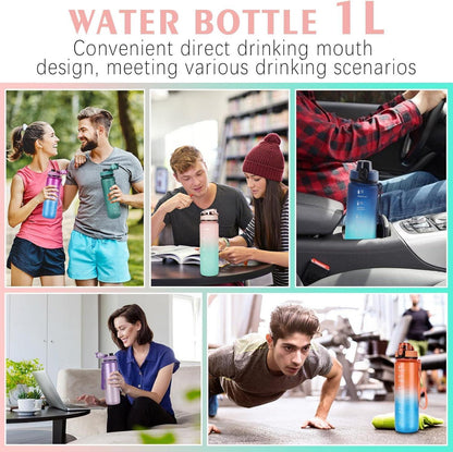 AOPREL Trinkflasche 1L Sport Wasserflasche Auslaufsicher Motivierende