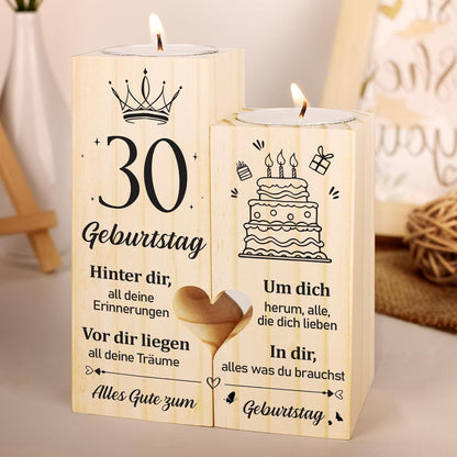 Personalisierter Kerzenständer zum 30. Geburtstag – Geschenkidee für Frau & Mann
