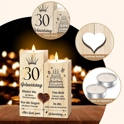Personalisierter Kerzenständer zum 30. Geburtstag – Geschenkidee für Frau & Mann