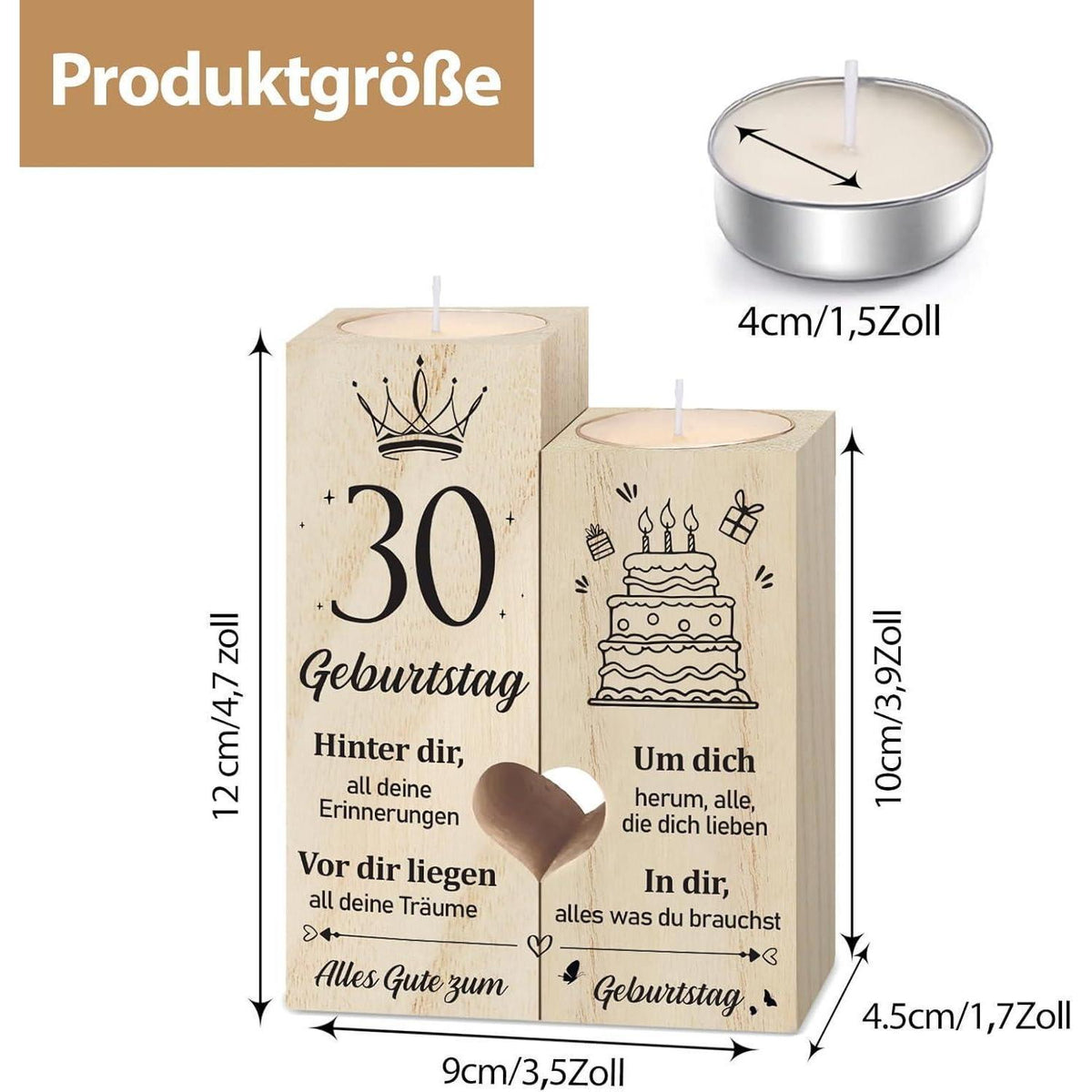 Personalisierter Kerzenständer zum 30. Geburtstag – Geschenkidee für Frau & Mann