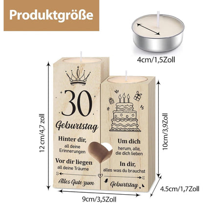 Personalisierter Kerzenständer zum 30. Geburtstag – Geschenkidee für Frau & Mann