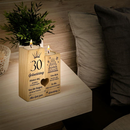 Personalisierter Kerzenständer zum 30. Geburtstag – Geschenkidee für Frau & Mann