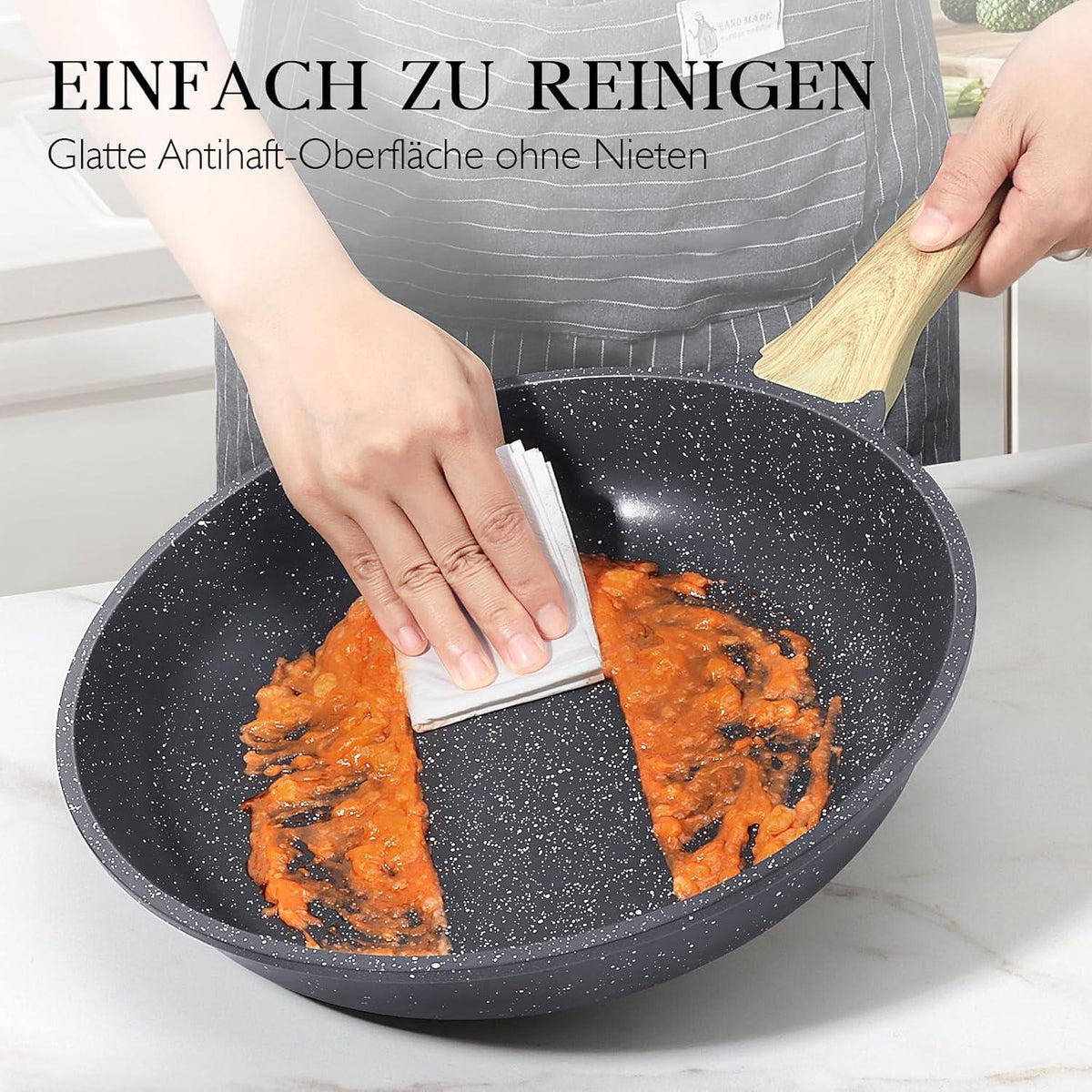 24cm Granit Antihaft Bratpfanne für Alle Herdarten Grau