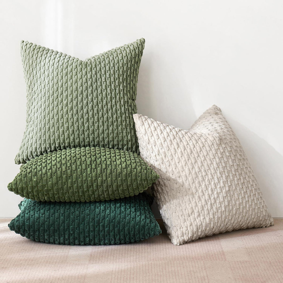 4er Set Kissenbezüge 40x40cm Kordsamt Ananas Grün