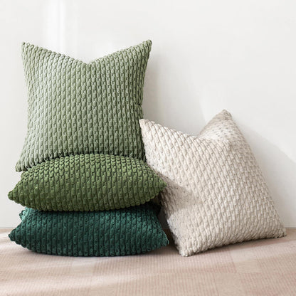 4er Set Kissenbezüge 40x40cm Kordsamt Ananas Grün