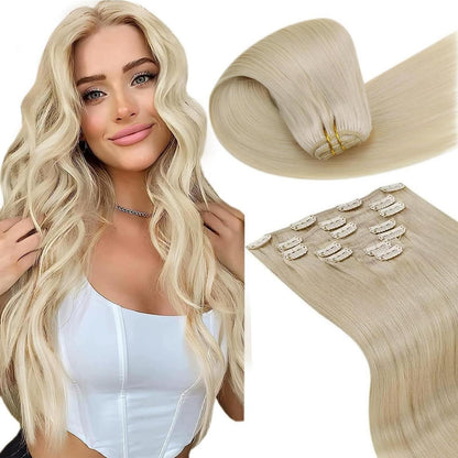 Echthaar Clip-in Extensions Blond 55cm – Remy Tressen #613