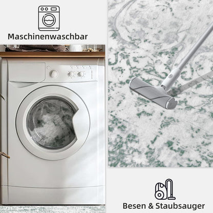 Teppich Vintage Böhmisches Design Grau Grünlich 120x170cm Waschbar Weich