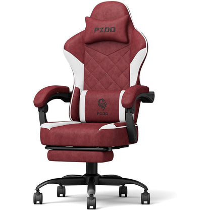 Ergonomischer Gaming Stuhl mit Fußstütze, Kopfstütze, Racing