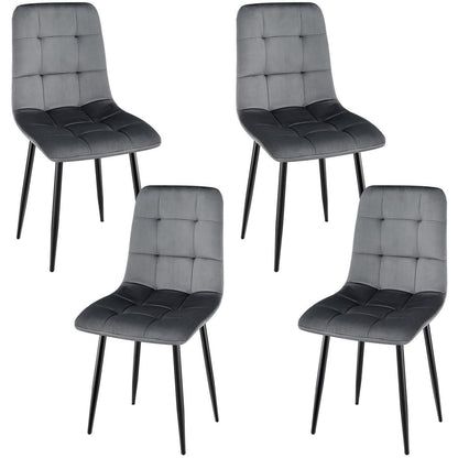 Gepolsterte Esszimmerstühle 4er Set, Dunkelgrau, Samtoptik