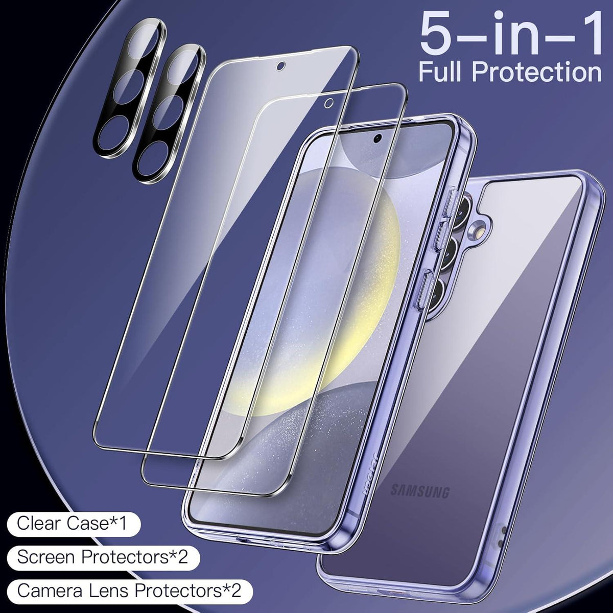 Schutzhülle für Samsung Galaxy S24+ 5G 5-in-1 Set mit gehärtetem Glas