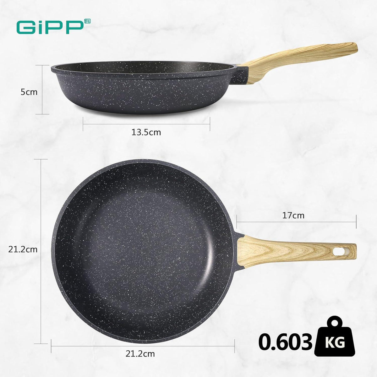 Kleine Granit Pfanne 20cm Induktion PFOS/PFOA-frei Grey