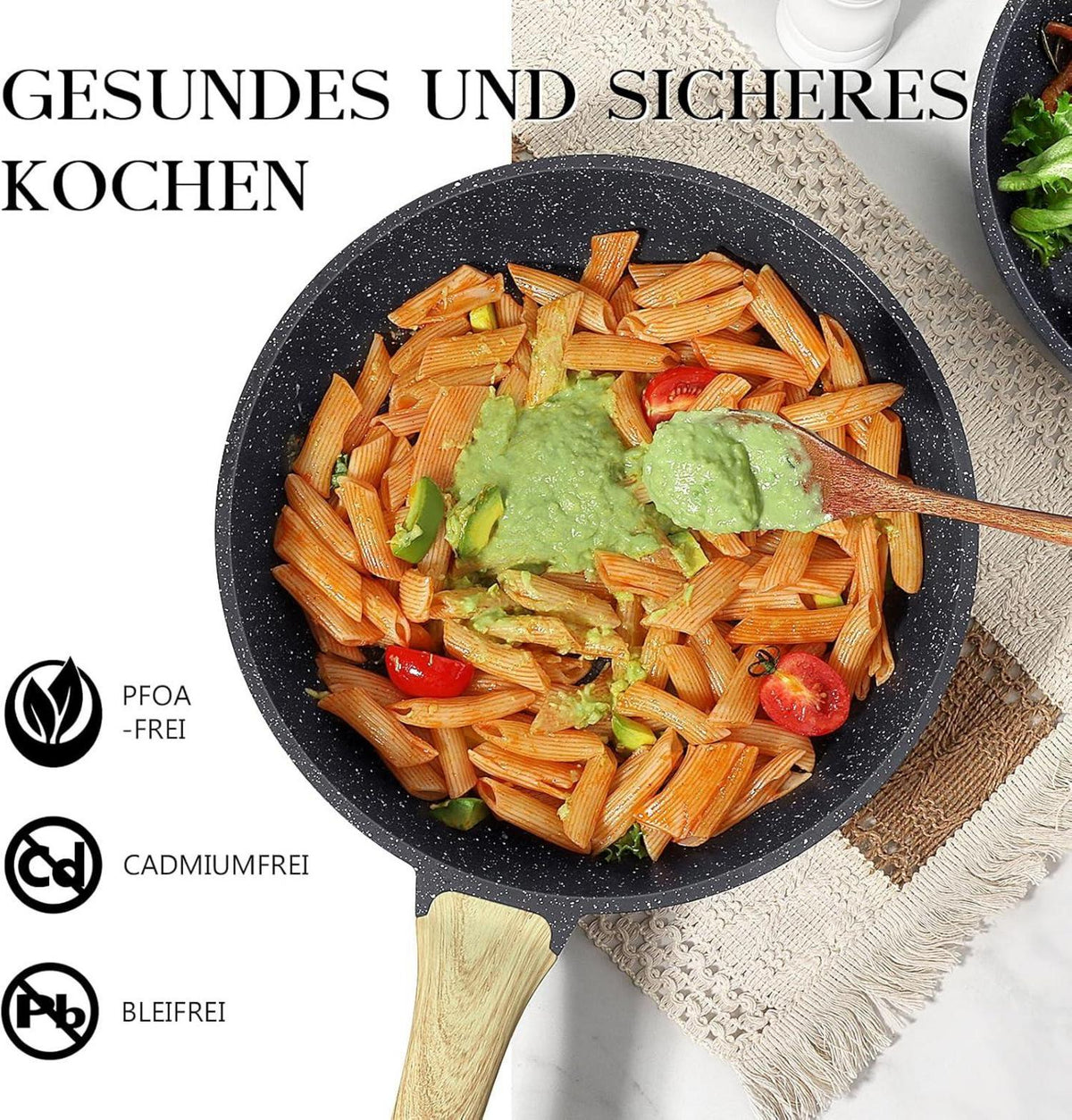 Kleine Pfanne 20cm Granit Beschichtete Bratpfanne Induktion PFOS PFOA-frei Grau