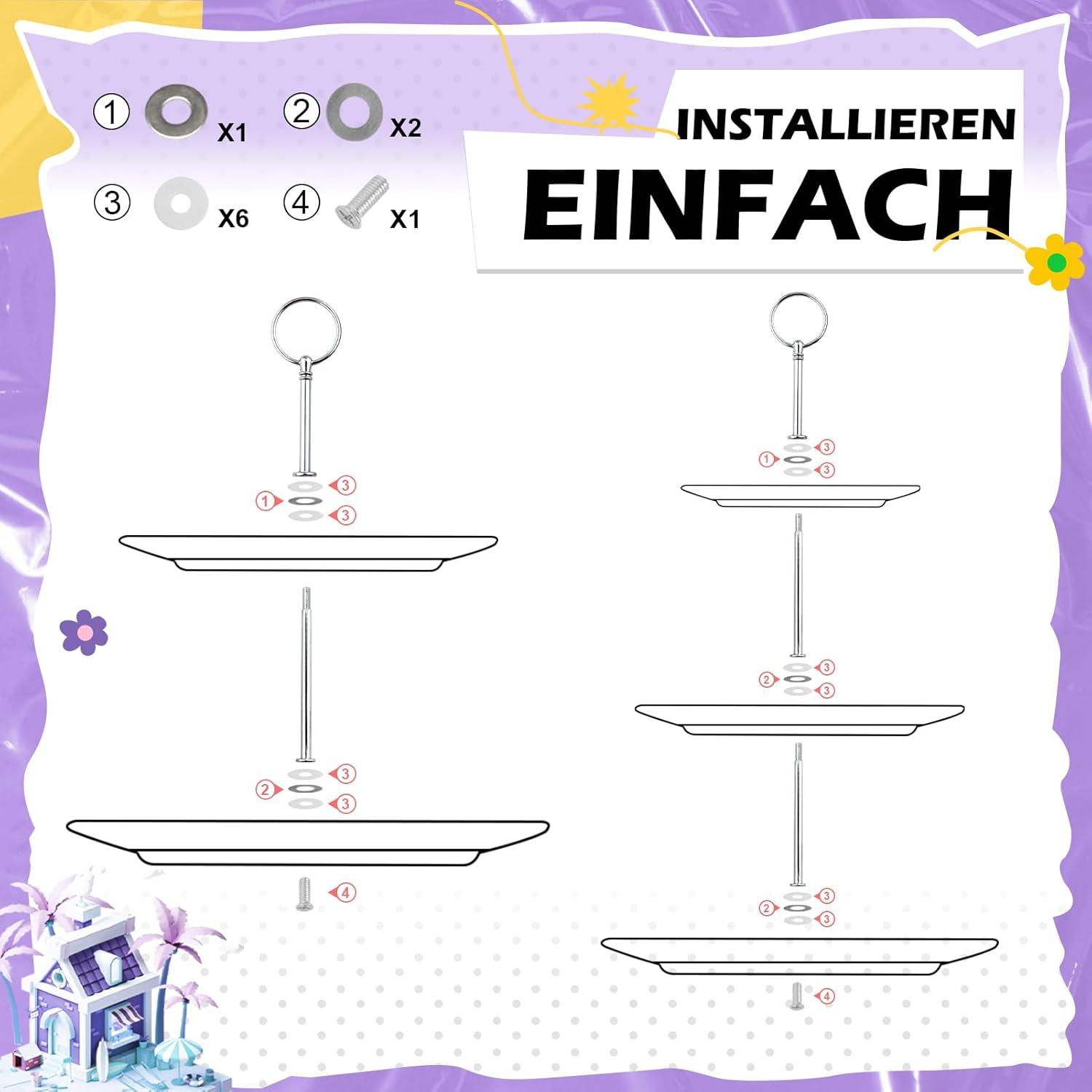 5er Set Metallstangen für Etagere Rosa