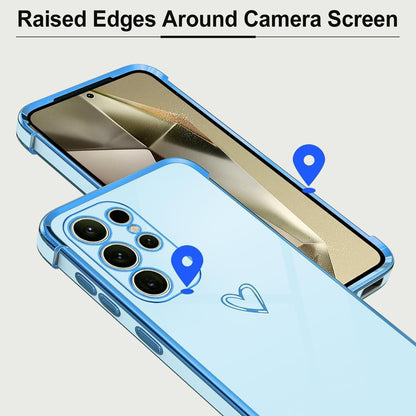 Samsung Galaxy S24 Ultra Hülle mit Herzmuster, galvanisiert, blau