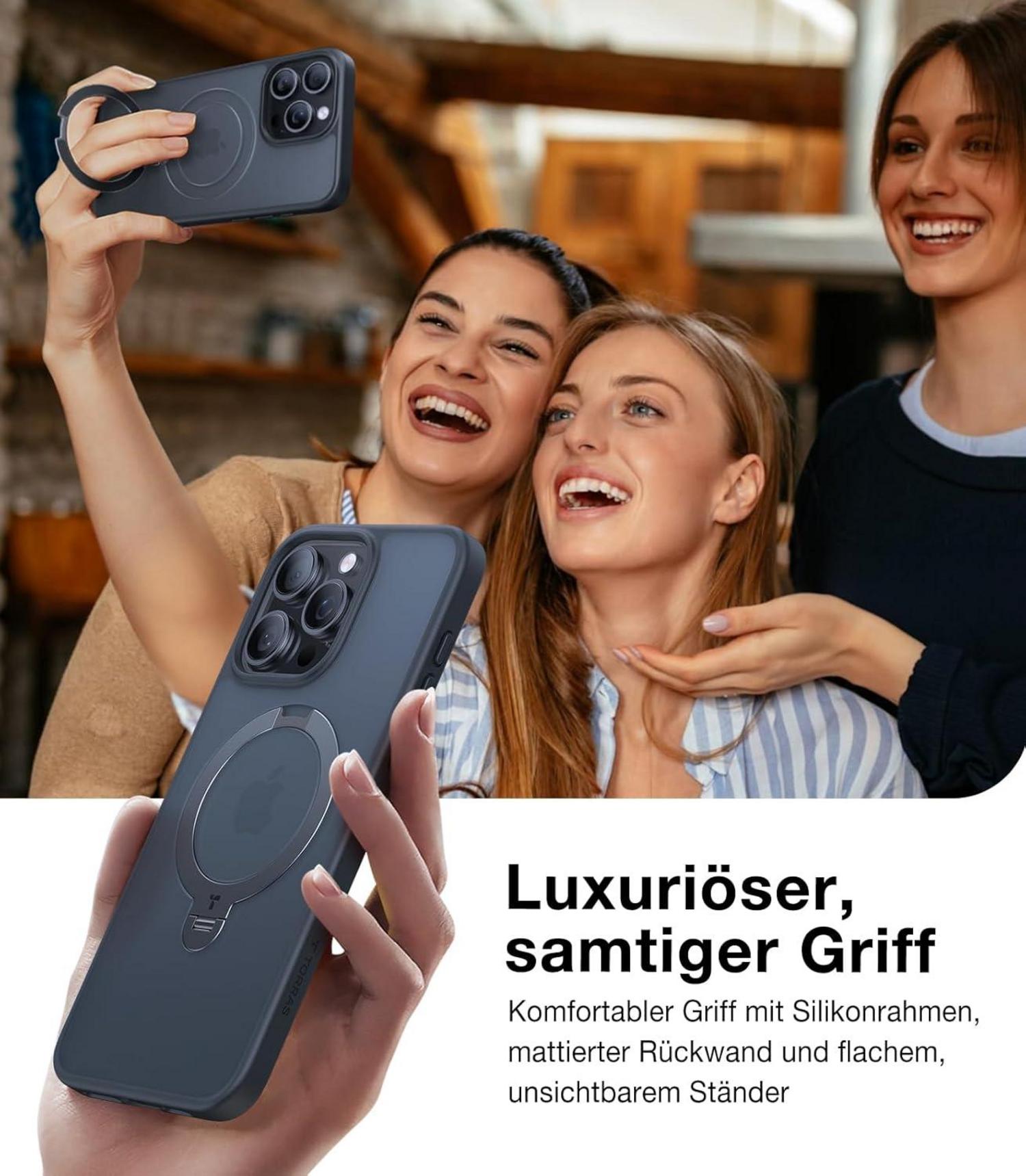360° Ostand Spin iPhone 15 Pro Max Hülle Militärschutz Samtweiche
