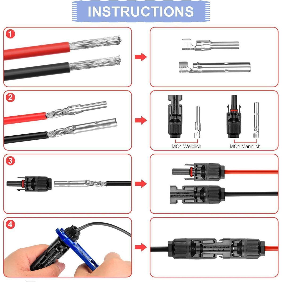 Solar Crimpzange Set für PV Kabel 2.5-6mm² mit Steckern