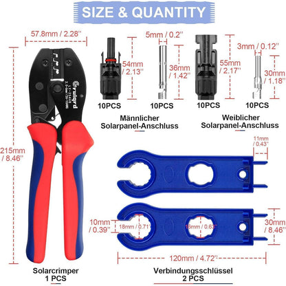 Solar Crimpzange Set für PV Kabel 2.5-6mm² mit Steckern