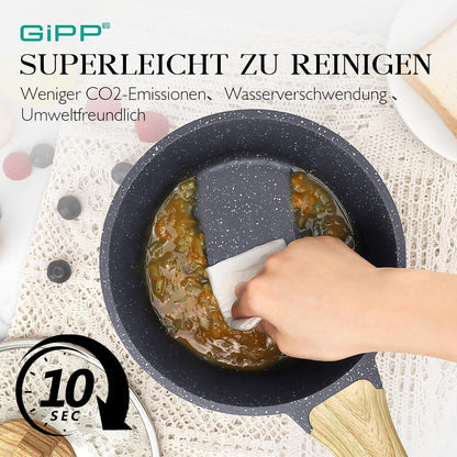 Kleiner Topf Induktion 16cm Granit-Antihaftbeschichtet Grau