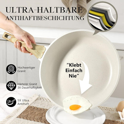 3er Set Antihaft Induktions Pfannen 20/24/28 cm