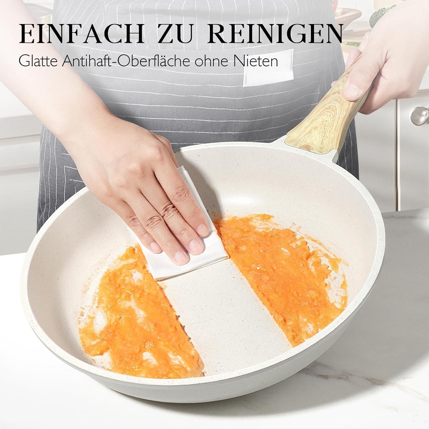 Antihaft Pfanne mit Deckel 20cm Granit beschichtet Induktion Pfanne 20 cm