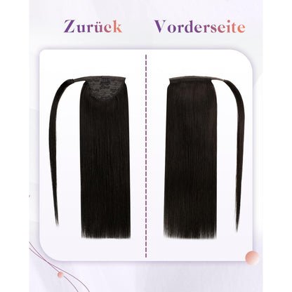 Echthaar Zopfverlängerung Braun 40cm - Pferdeschwanz