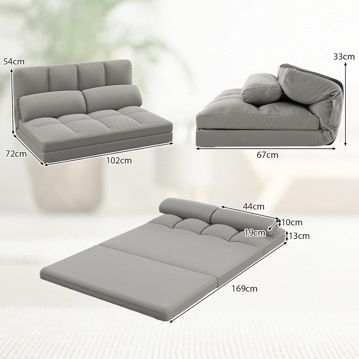 GOPLUS Schlafsessel mit Verstelllehne – 3in1 Sofa für Wohnzimmer