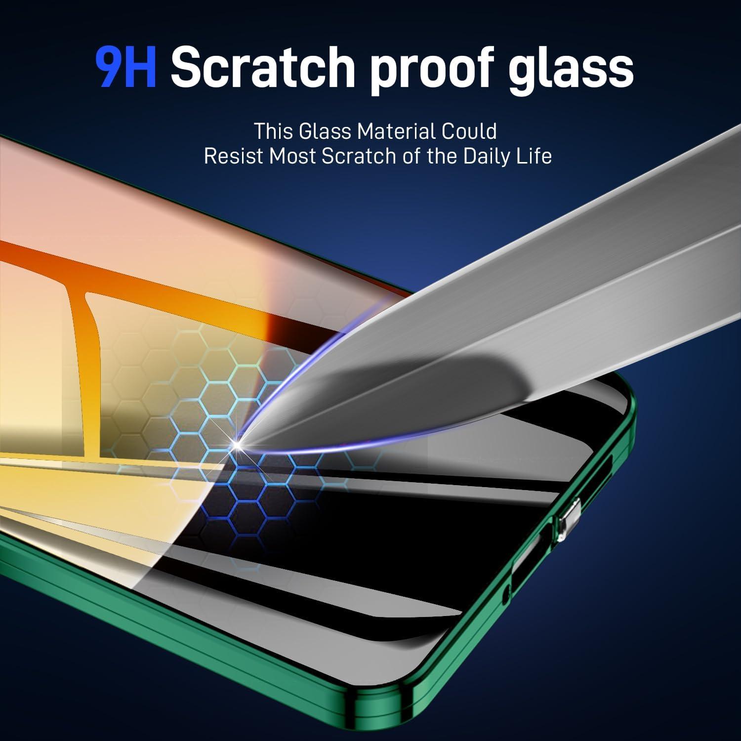 Xiaomi Redmi Note 13 5G Hülle Metall Aluminium Rahmen Glas Cover - Grün