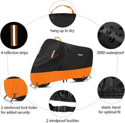 Motorradabdeckung 300D Oxford Outdoor Wasserdicht mit Reflektierenden