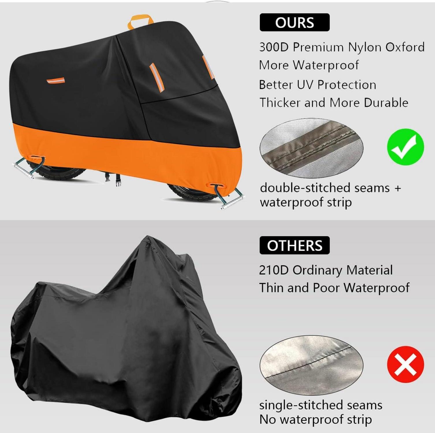 Motorrad Abdeckplane Wasserdicht 300D Oxford 3XL 255x90x125cm