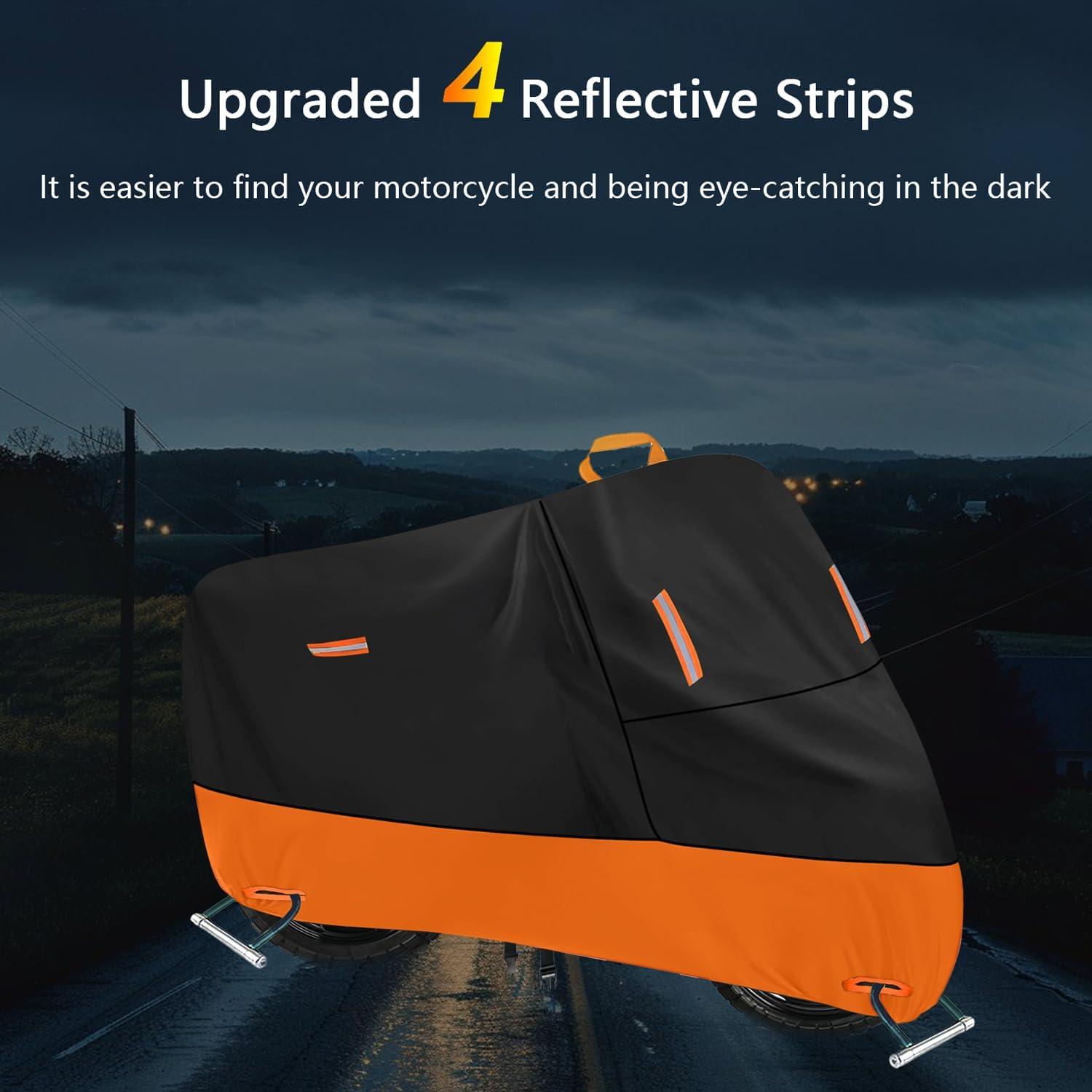 Motorradabdeckplane 3XL 300D Oxford Wasserdicht Reflektierend Winddicht