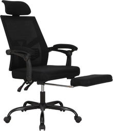 Ergonomischer Bürostuhl mit Mesh und Fußstütze, Schwarz