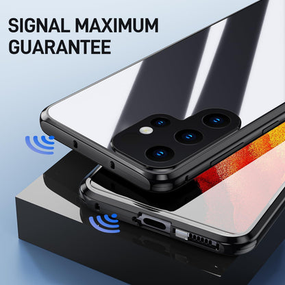 Samsung Galaxy S24 Ultra Hülle Aluminiumrahmen Magnetisch Stoßfest Sc<hwarz