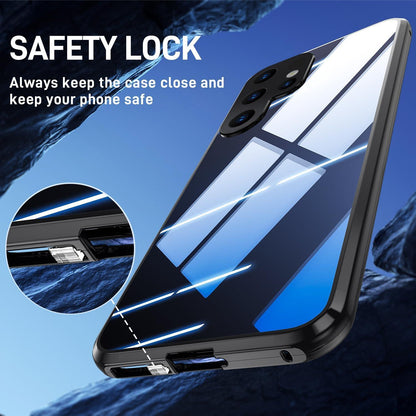 Samsung Galaxy S24 Ultra Hülle - Magnetische Adsorption 360 Grad Schutz, Aluminiumrahmen, Gehärtetes Glas, Metall Cover - Schwarz
