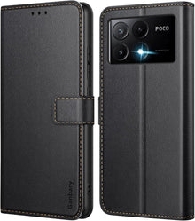 Handyhülle Xiaomi Poco X6 Pro 5G Leder Schwarz Magnet Standfunktion