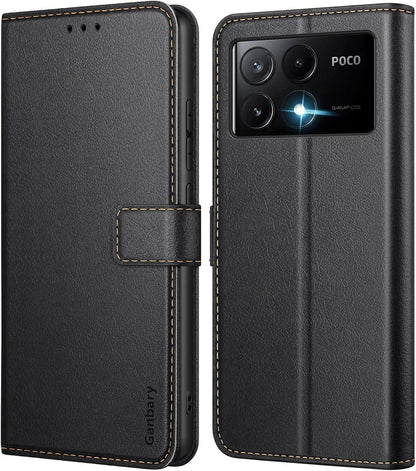 Handyhülle Xiaomi Poco X6 Pro 5G Leder Schwarz Magnet Standfunktion