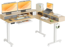 Höhenverstellbarer Eckschreibtisch 160x140cm Dual-Motor L-Form Beige