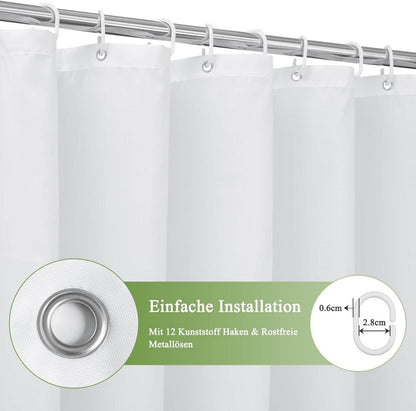 Duschvorhang Textil 180X180cm Grau Wasserdicht Waschbar Antischimmel