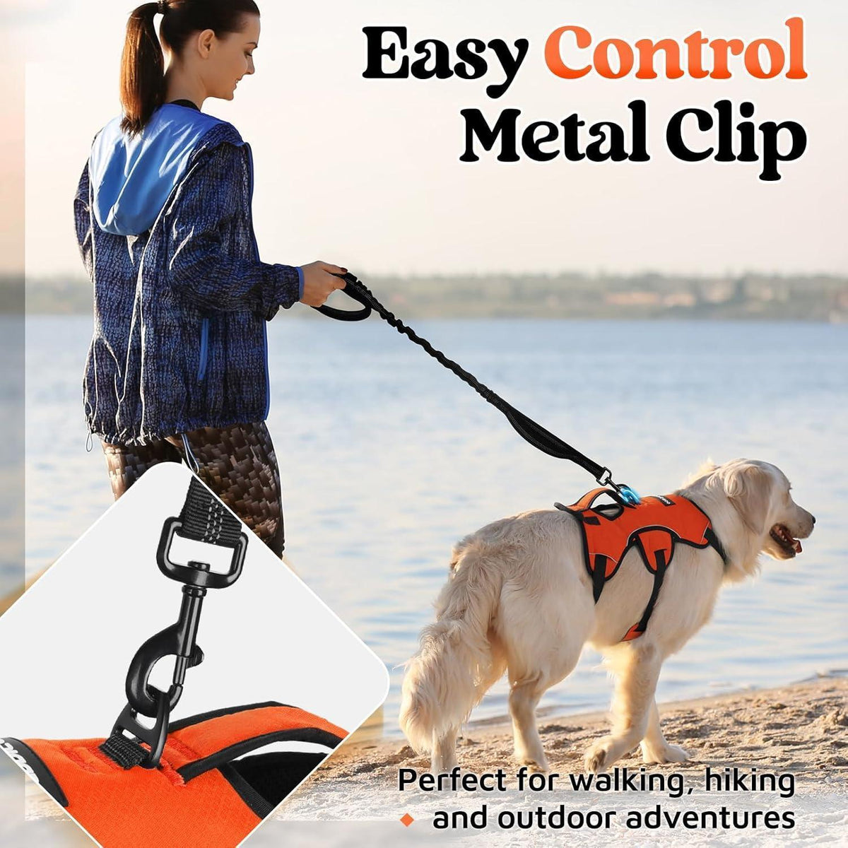 Ausbruchsicheres Hundegeschirr mit Griff, Orange XL