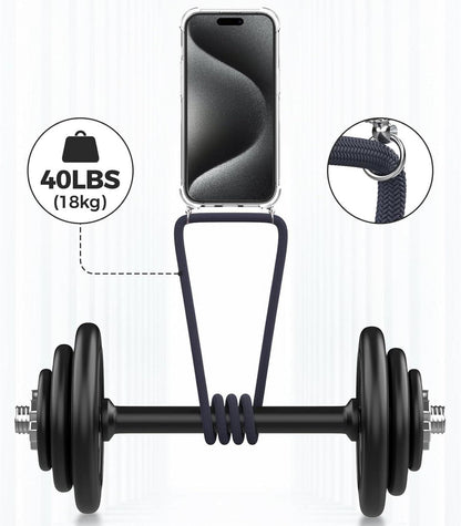 Handykette mit Bands für iPhone 15 Pro 6,1 Zoll, Transparente Necklace Hülle