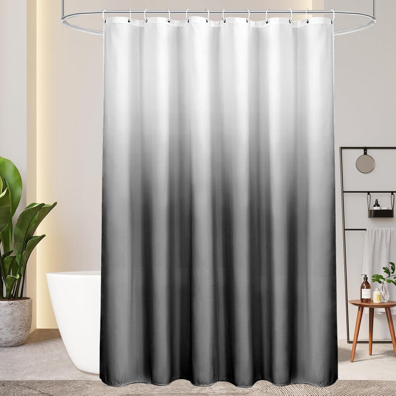 Textiler Duschvorhang 220x200cm Grau Wasserdicht Waschbar mit 14