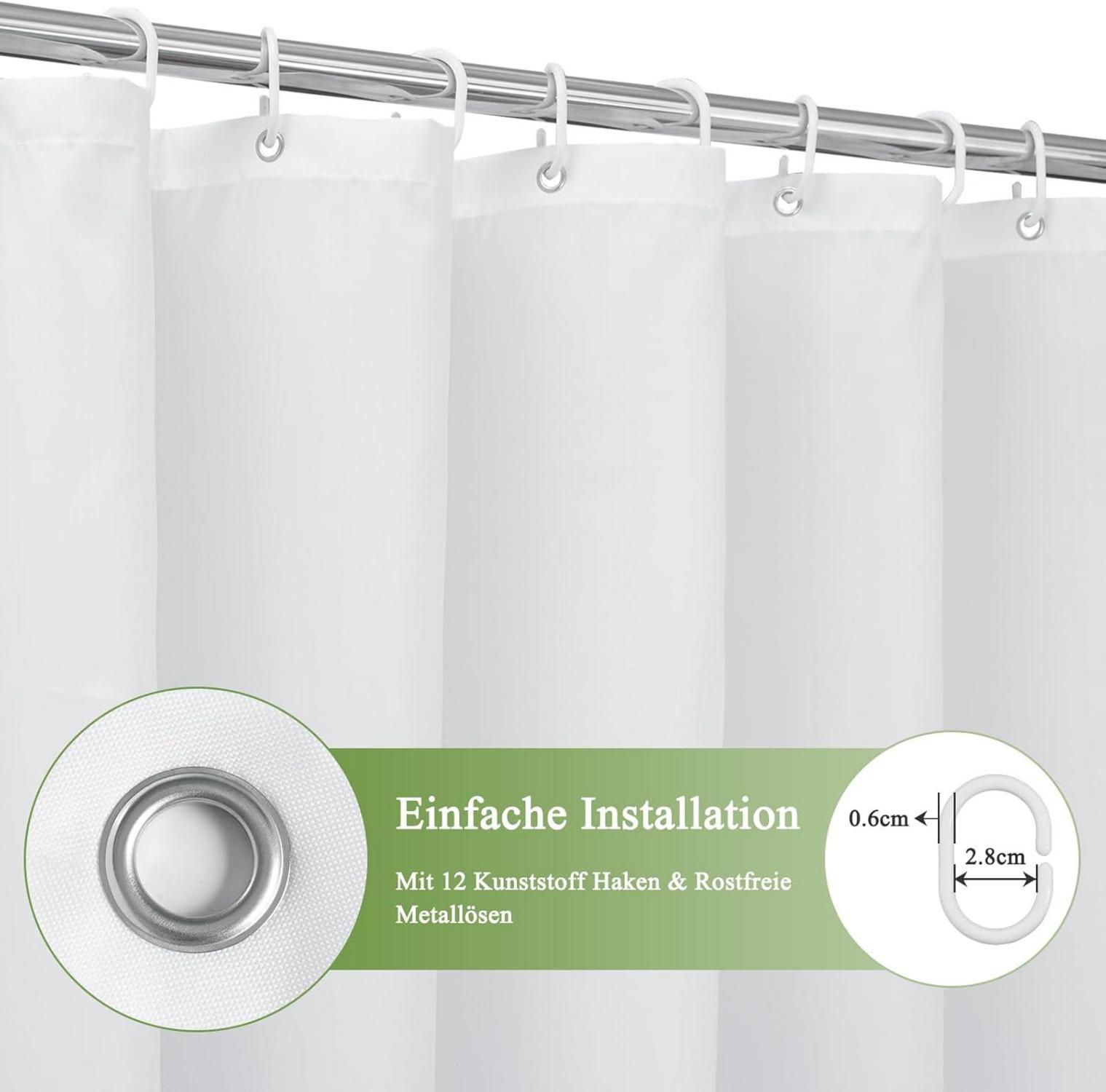 Duschvorhang 220x200cm Wasserdicht Waschbar Textil Grau