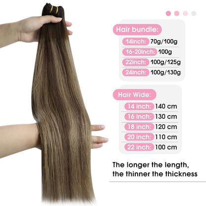 Echthaar Tressen Ombre Braun Blond 55cm 100g