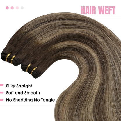 Echthaar Tressen Ombre Braun Blond 55cm 100g