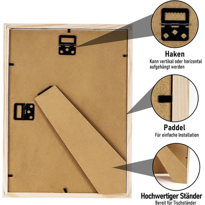 Echtholz Bilderrahmen A4 mit Acrylglas Kieferholz Fotorahmen