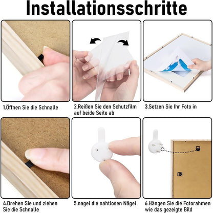 Echtholz Bilderrahmen A4 mit Acrylglas Kieferholz Fotorahmen