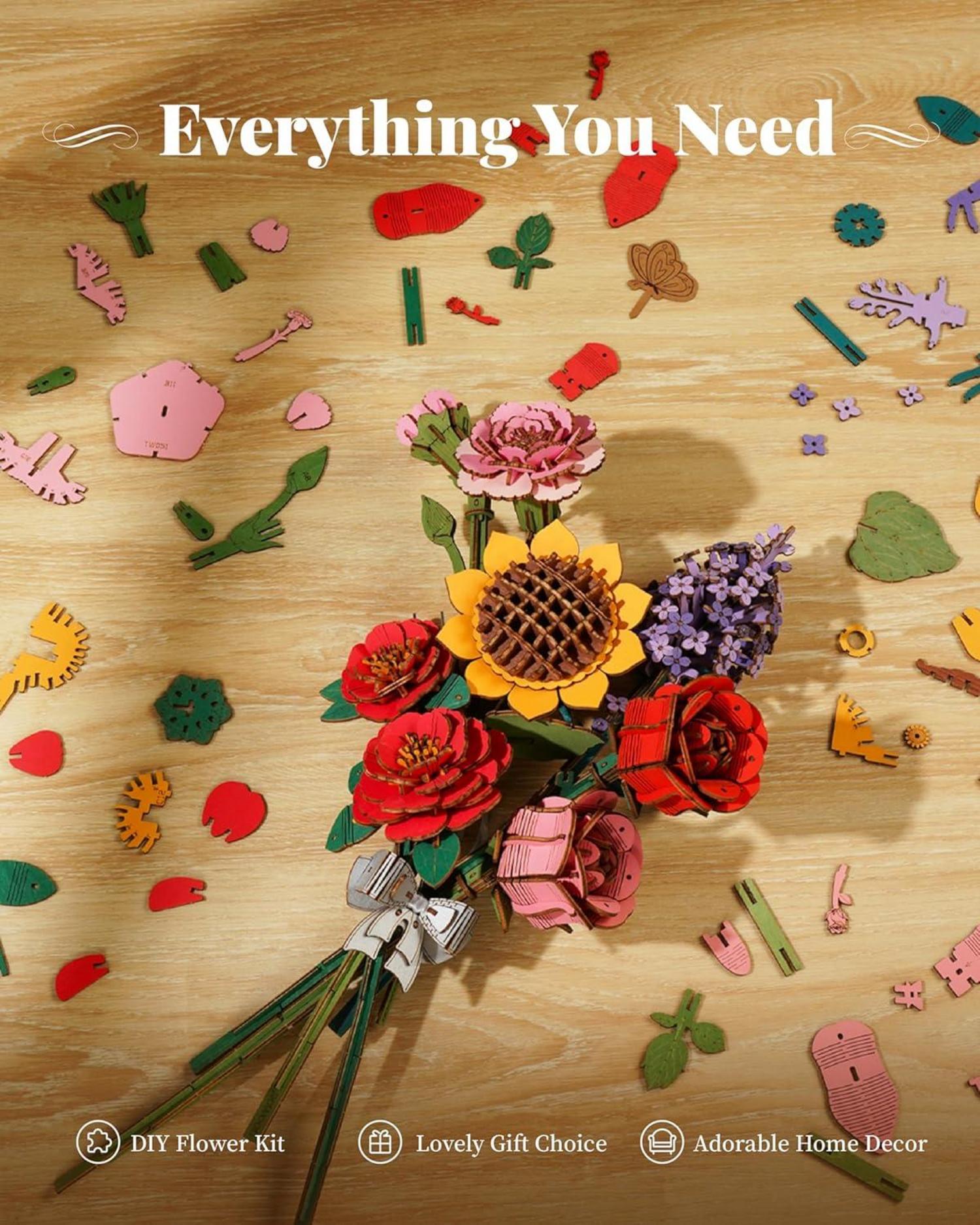 3D Puzzle Blumenstrauß Holzmodell Kit Erwachsene Geburtstag Muttertag