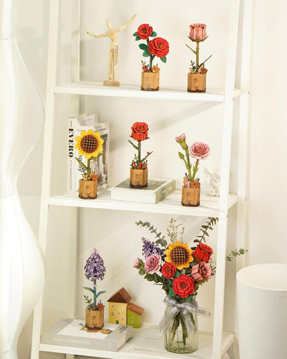 Holz Blumenstrauß Puzzle Kit Erwachsene Geschenk Valentinstag Rot